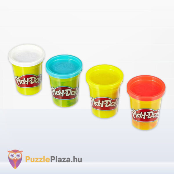 Play-Doh: 4 tégelyes gyurma, felülről, klasszikus színek (fehér, piros, sárga, világoskék)