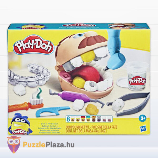Play-Doh: Fogászat és fogszabályzás, fogorvosi gyurmaszett doboza, 8 tégely gyurmával