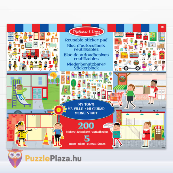 Újrahasználható matrica szett, hátulról: Az én városom, kreatív foglalkoztató füzet (Melissa & Doug)