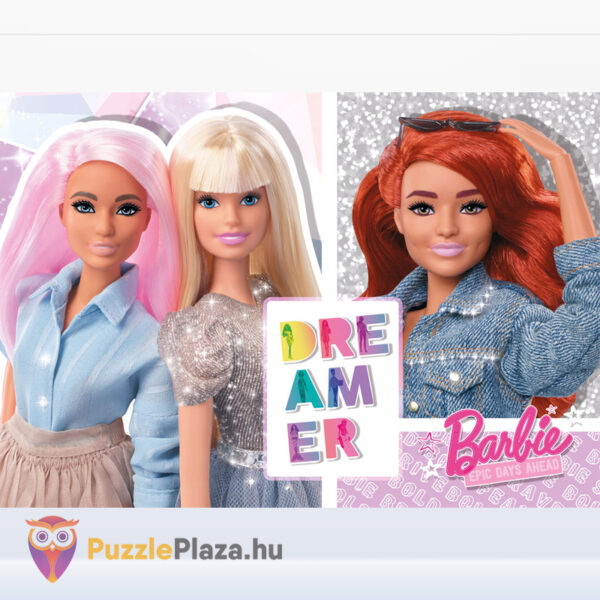 Barbie: 108 db-os csillogós puzzle képe, matricákkal és öntapadós drágakövekkel