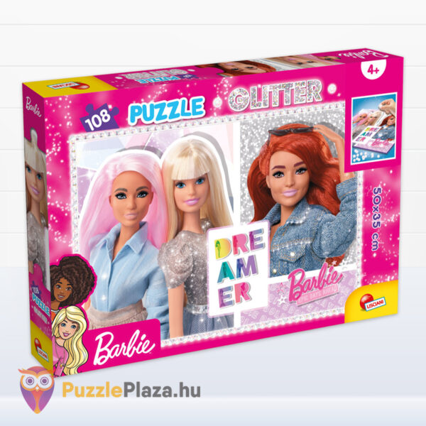 Barbie: 108 db-os csillogós puzzle matricákkal és öntapadós drágakövekkel