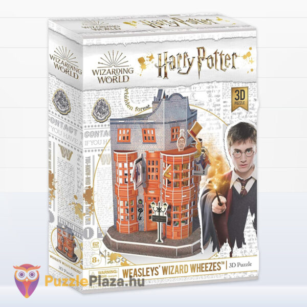 Harry Potter 3D puzzle doboza: Weasley Varázsvicc Vállalat boltja az Abszol úton, 62 db-os (CubicFun)