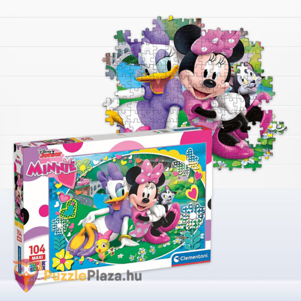 Mickey egér és barátai: Minnie és Daisy puzzle részlete és doboza, 104 db (Clementoni SuperColor Maxi 23708)