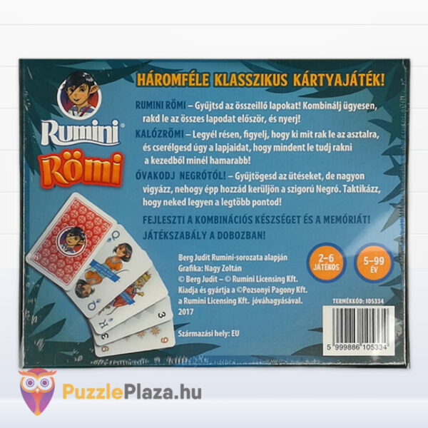 Rumini Römi, 3 az 1-ben klasszikus fejlesztő kártyajáték hátulról