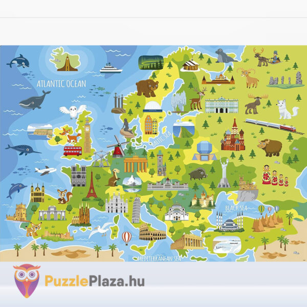 Európa térképe és nevezetességei puzzle képe, 150 db (Educa 18607)