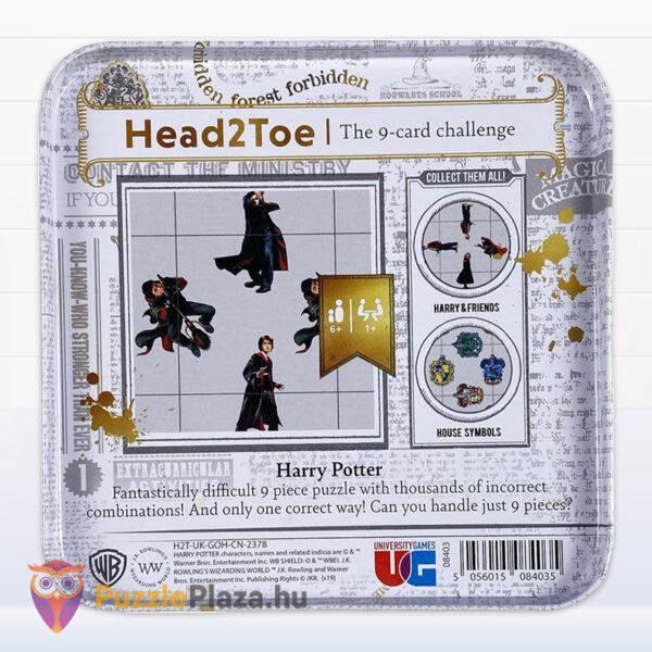 Harry Potter: Head2Toe, a 9 kártyás kihívás, logikai kártyajáték, hátulról