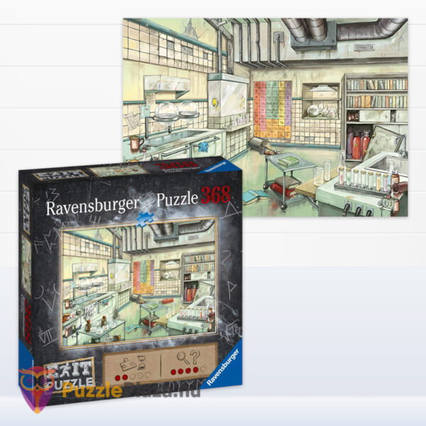 Laboratórium kirakó doboza és kirakott képe, 368 db (Ravensburger Exit Kids Puzzle 16783)