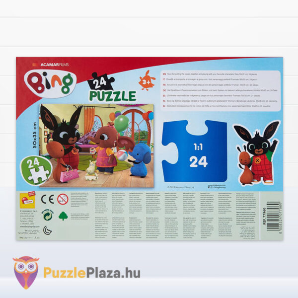 Bing nyuszi és barátai puzzle hátulról: Induljon a buli kirakós játék, 24 db (Lisciani 74723)