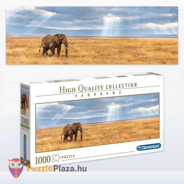 Elefánt a Szavannán panoráma puzzle oldalról, 1000 db (Clementoni 39484)