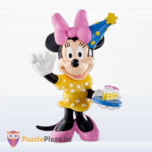 Mickey egér és barátai: Minnie születésnapi ünnepe, szülinapi tortával gumírozott figura (Bullyland)