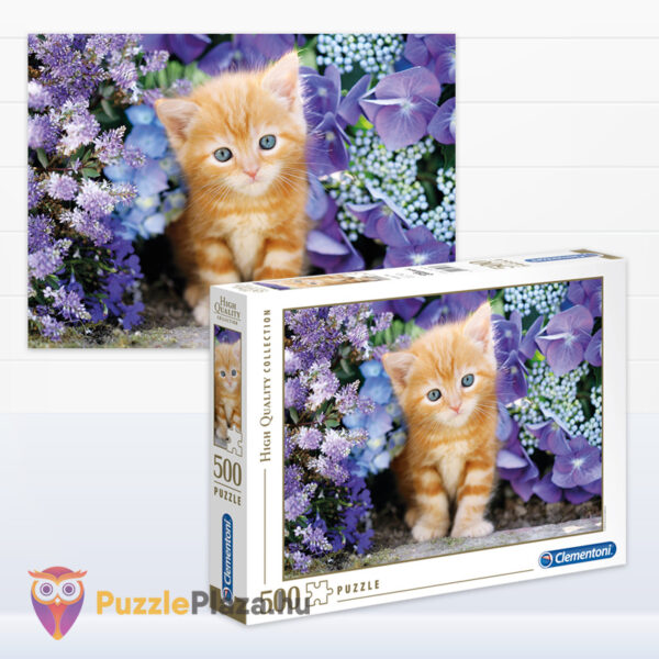 Vörös kis cica puzzle képe és doboza, 500 db (Clementoni 30415)