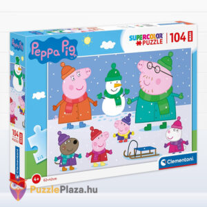 Peppa Malac puzzle, játék a hóesésben, 104 db (Clementoni SuperColor Maxi 23752)