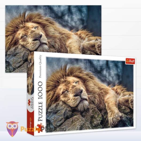 Alvó oroszlán puzzle képe és doboza, 1000 db (Trefl 10447)