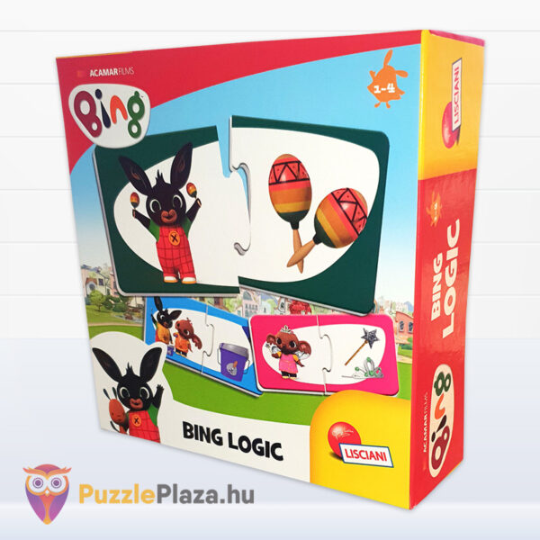 Bing nyuszi: Logic Baby logikai fejlesztő puzzle doboza balról, 2x16 db (Lisciani)