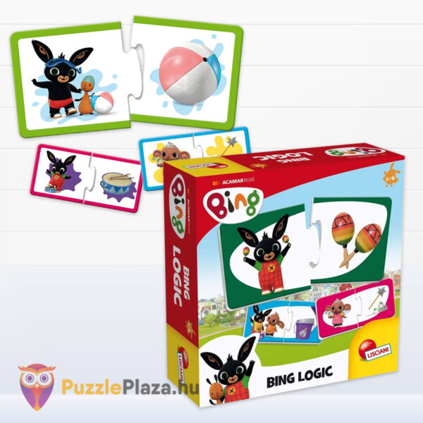 Bing nyuszi: Logic Baby logikai fejlesztő puzzle doboza és tartalma, 2x16 db (Lisciani)