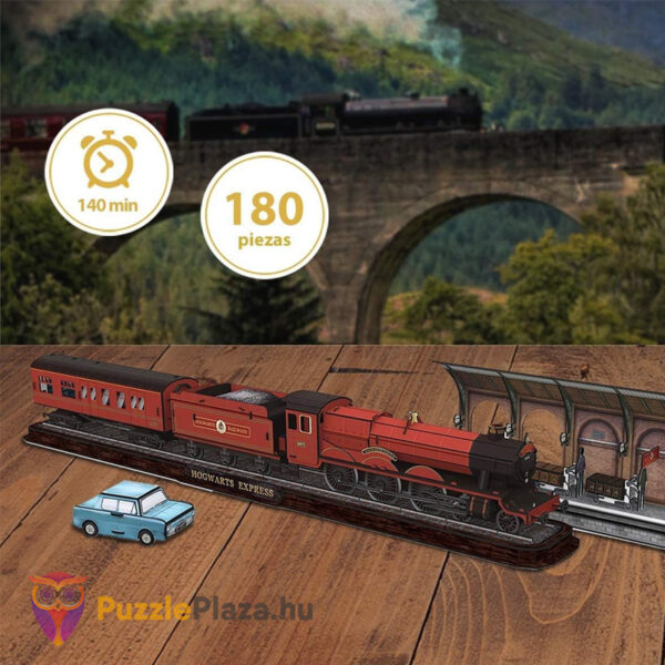 Harry Potter 3D puzzle az asztalon: A Roxfort Expressz, a 9 és 3/4-ik vágány, a repülő autó, 180 db (CubicFun)