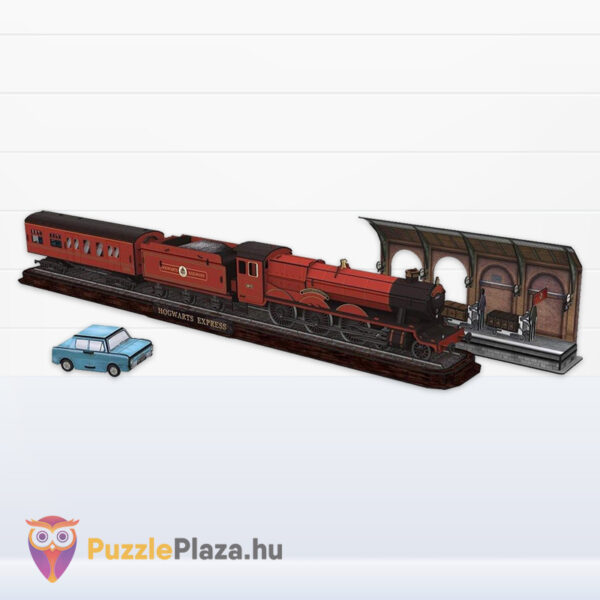 Harry Potter 3D puzzle megépítve: A Roxfort Expressz, a 9 és 3/4-ik vágány, a repülő autó, 180 db (CubicFun)