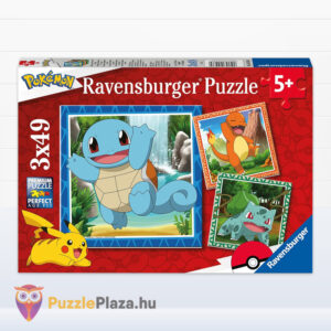 Pokémon puzzle: Squirtle, Charmander, Bulbasaur, 3×49 db (Ravensburger 05586)