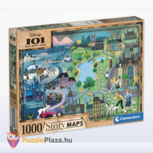 101 kiskutya története a térképen puzzle, 1000 db (Clementoni Story Maps 39665)