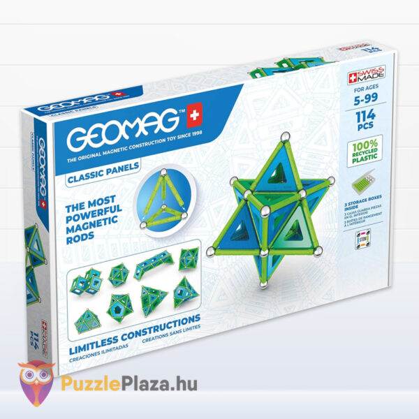 Geomag classic panels recycled, 114 darabos mágneses kreatív építőjáték