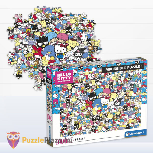 Hello Kitty: A lehetetlen puzzle doboza és részlete, 1000 db-os kirakó (Clementoni Impossible 39645)