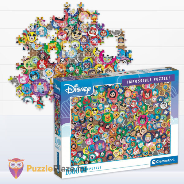 Disney, a lehetetlen puzzle részlete és doboza, 1000 db (Clementoni Impossible 39830)