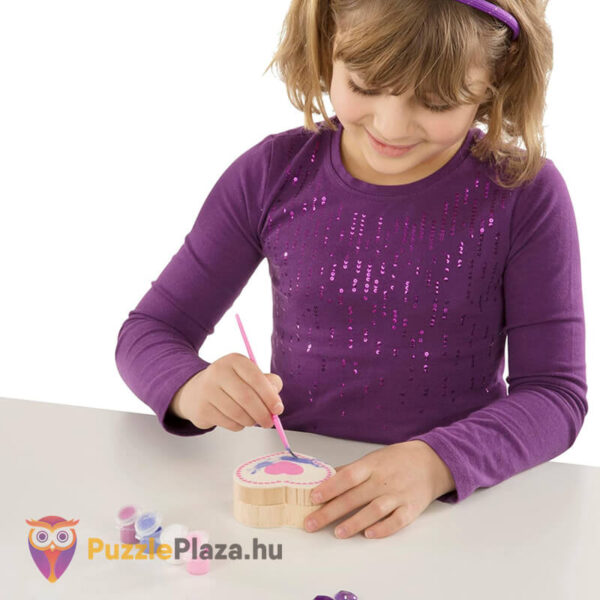 Ékköves szív alakú fa doboz készítés, kreatív díszítés lányoknak (Melissa & Doug)