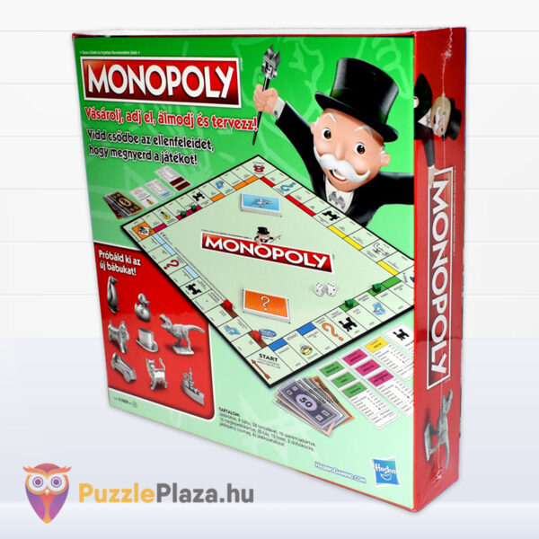 Klasszikus Monopoly társasjáték (új kiadás) doboza hátulról, jobbról