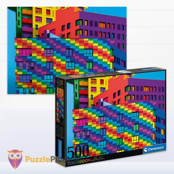 Négyzetek puzzle képe és doboza, 500 db (Clementoni ColorBoom Collection 35094)