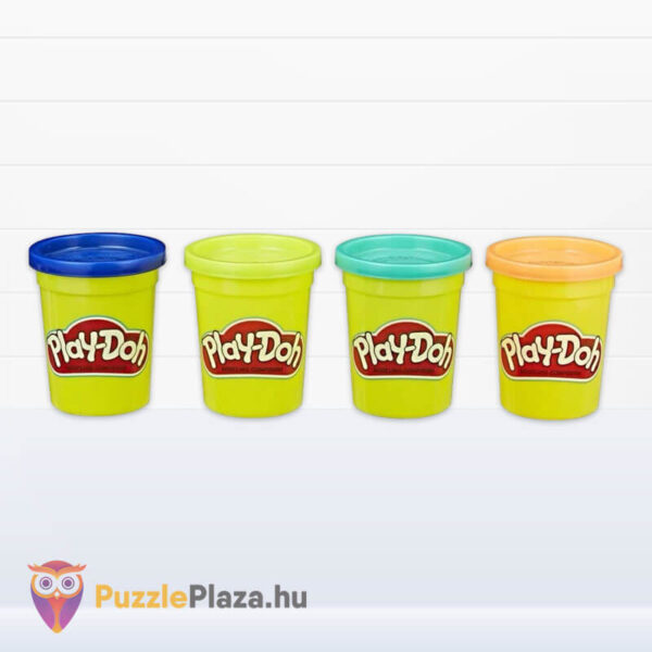 Play-Doh 4 tégelyes gyurma: A vadon színei (sötétkék, lime, tüzkiz, narancs) kibontva