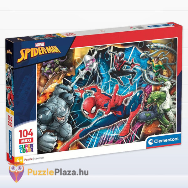 Pókember puzzle: Pókember és ellenfelei, 104 db (Clementoni SuperColor Maxi 23716)