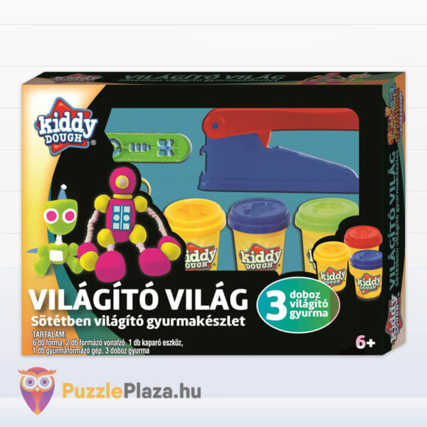 Sötétben világító gyurmakészlet (Kiddy Dough gyurmagyár)