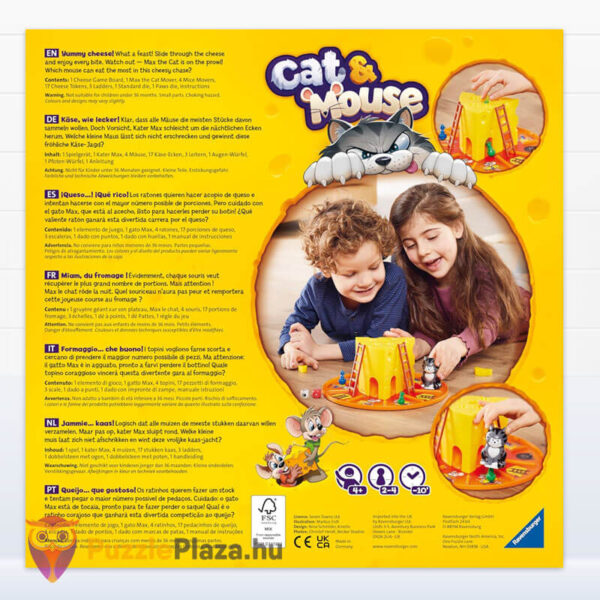 Cat & Mouse: Izgalmas macska-egér társasjáték doboza hátulról (Ravensburger)