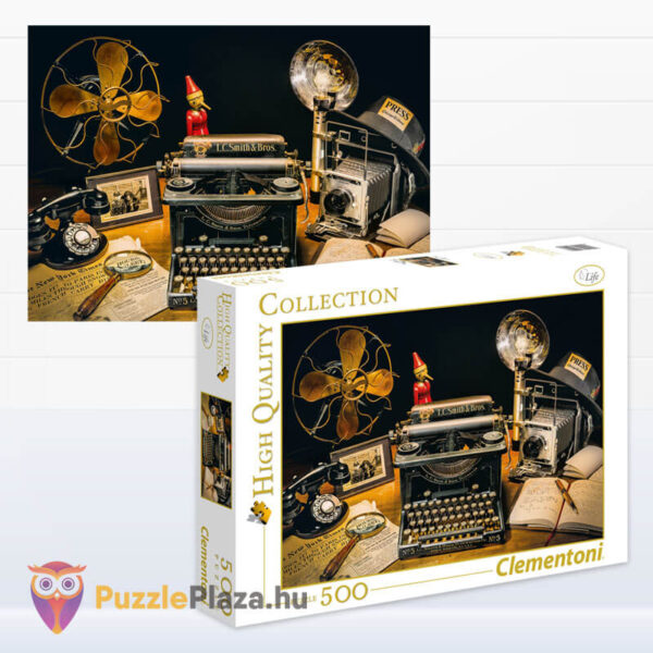 Írógép puzzle képe és doboza, 500 db (Clementoni 35040)