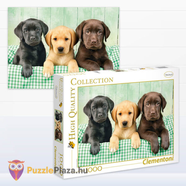 Labrador kölyök kutyus puzzle doboza és képe, 1000 db (Clementoni 39279)