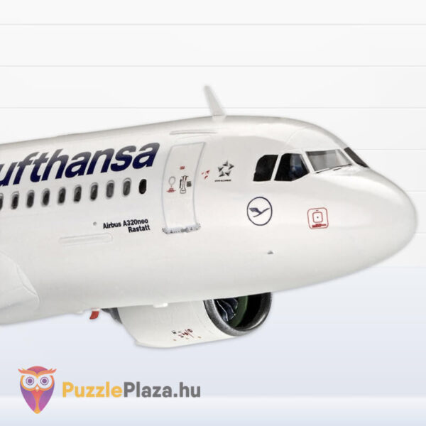 Lufthansa Airbus A320 Neo 1:144 makett készlet eleje, festékkel, ragasztóval (Revell 63942)