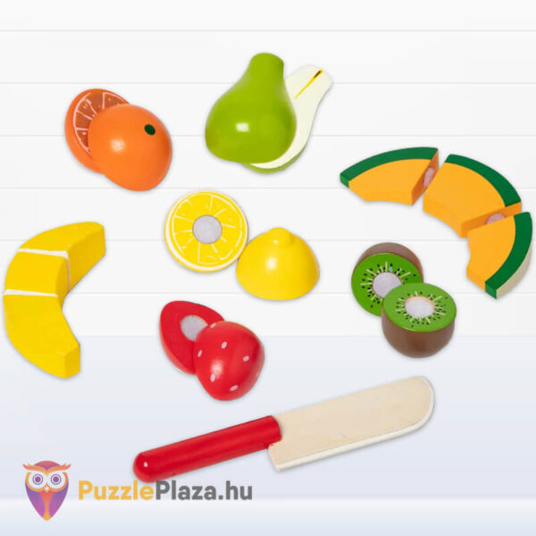 Szerepjáték: Szeletelhető játék gyümölcsök és fa kés (Melissa & Doug)