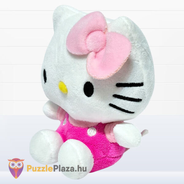 Hello Kitty plüss cica rózsaszín ruhában balról (14 cm)