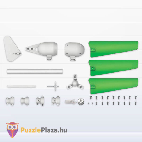 Áramfejlesztő szélturbina építő tudományos játék készlet tartalma (4M)
