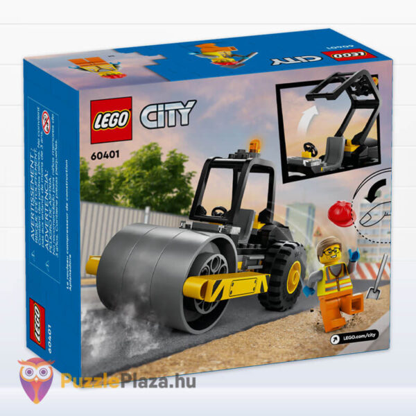 LEGO City 60401: Építőipari úthenger doboza, hátulról (Lego City: Great Vehicles)