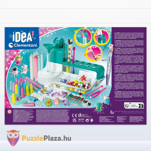 Tollkészítő laboratórium kreatív készlet doboza, hátulról (Clementoni IDEA)