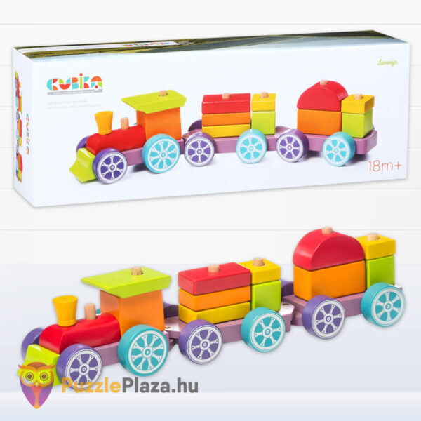 Fa vonat, 15 darabos készségfejlesztő fajáték készlet (Cubika)