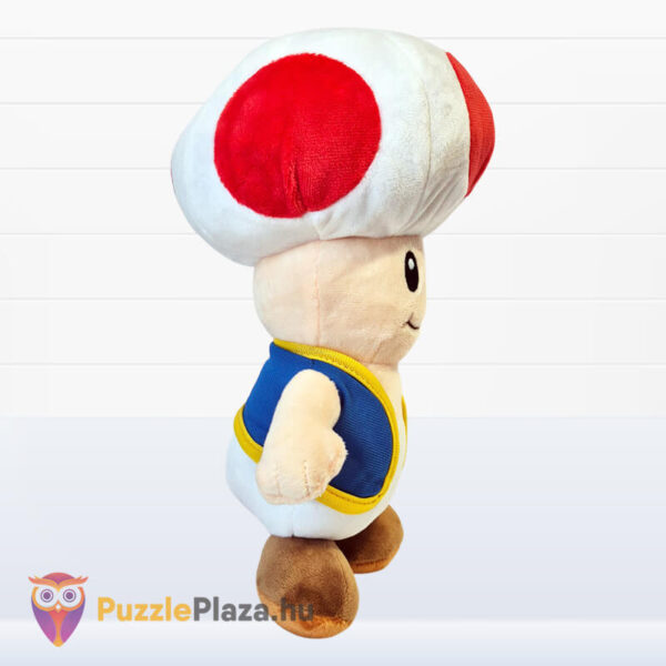 Kék mellényes Toad plüss, oldalról, 30 cm (Super Mario)