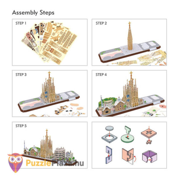 Barcelona: 186 db-os 3D puzzle lépései (CubicFun)