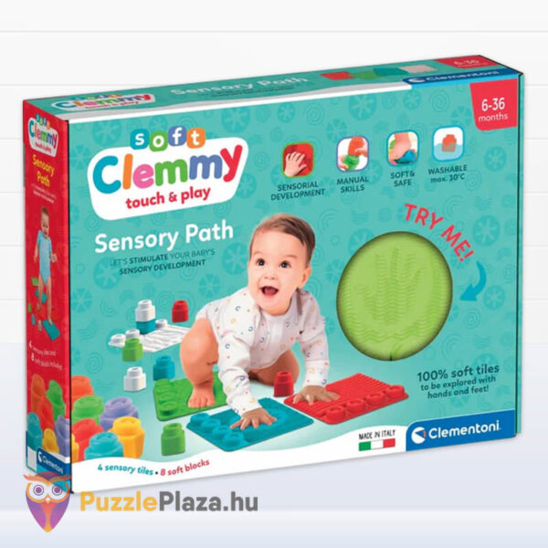 Készségfejlesztő ortopédiai játszószőnyeg, puha építő kockákkal (Clementoni Soft Clemmy)