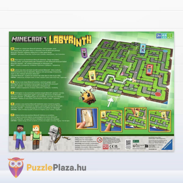 Minecraft: Labirintus társasjáték doboza, hátulról