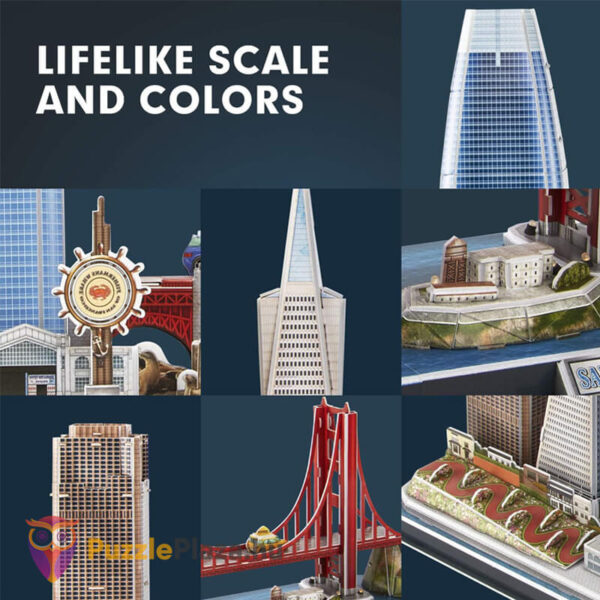 San Francisco: 90 db-os 3D puzzle részletei, LED világítással (CubicFun)