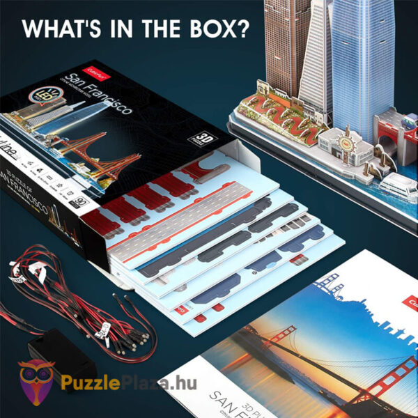 San Francisco: 90 db-os 3D puzzle tartalma, LED világítással (CubicFun)