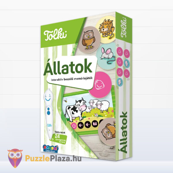 Tolki memóriajáték: Állatok, interaktív beszélő oktatójáték doboza