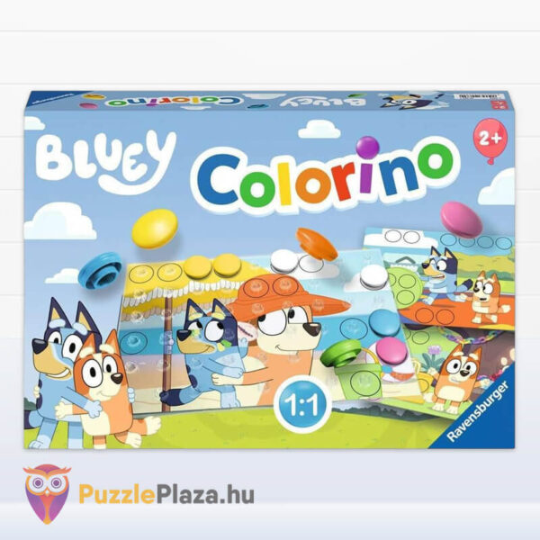 Bluey: Colorino, készségfejlesztő társasjáték doboza a színekkel (Ravensburger)